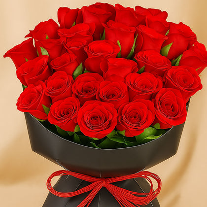 Romantic Red Roses Sleeve Bouquet | 30 Roses