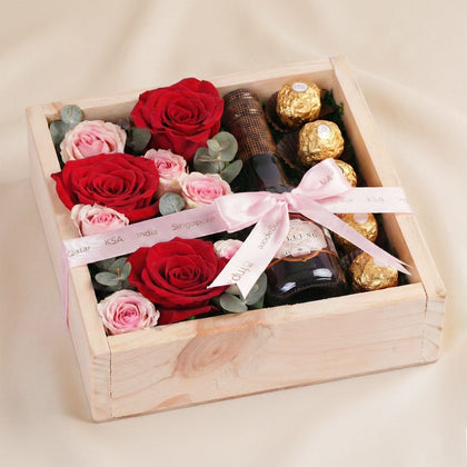 Royal Romance Crate | Roses, Chocolate, & Premium Drink