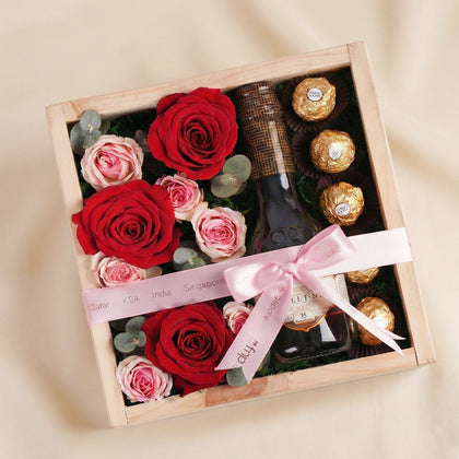 Royal Romance Crate | Roses, Chocolate, & Premium Drink