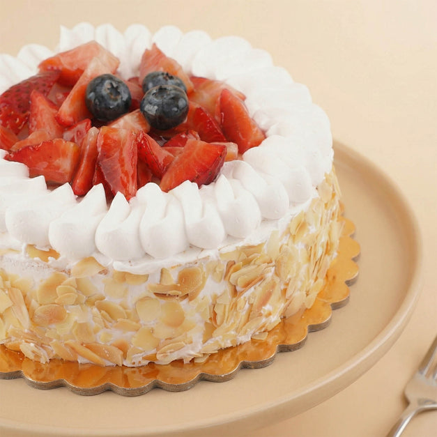Strawberry Mousse Almond Flakes Cake