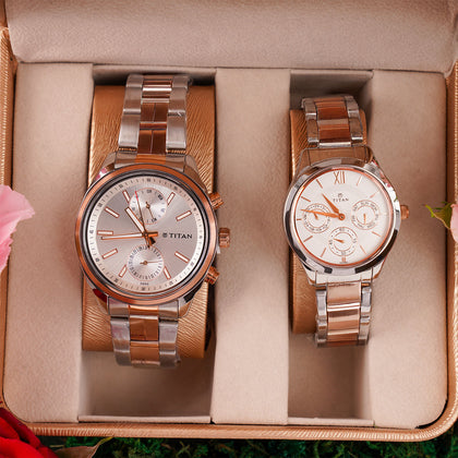 Togetherness - Titan Couple Watches & Love Flowers 