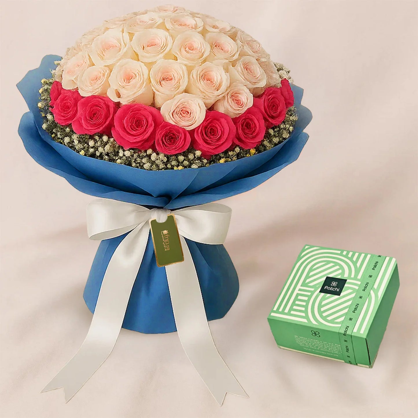 Royal Roses Bouquet And Patchi Chocolate Combo