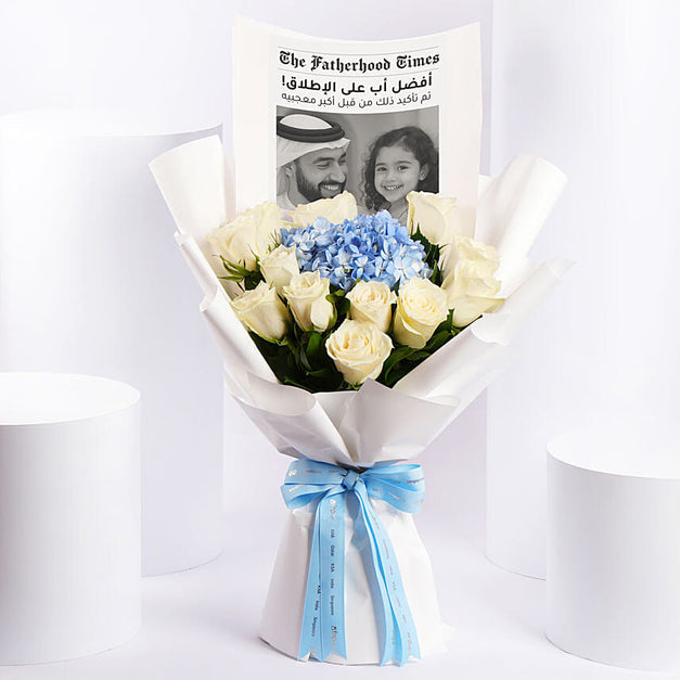 Best Dad Rose Bouquet with Personalized Photo