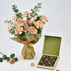 12 Cappuccino Roses Bouquet n Chocolate Box