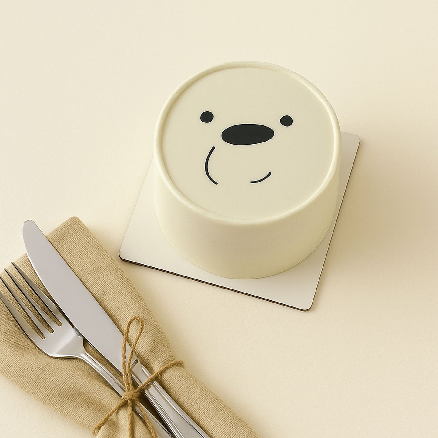 Cute White Bear Kids Cake
