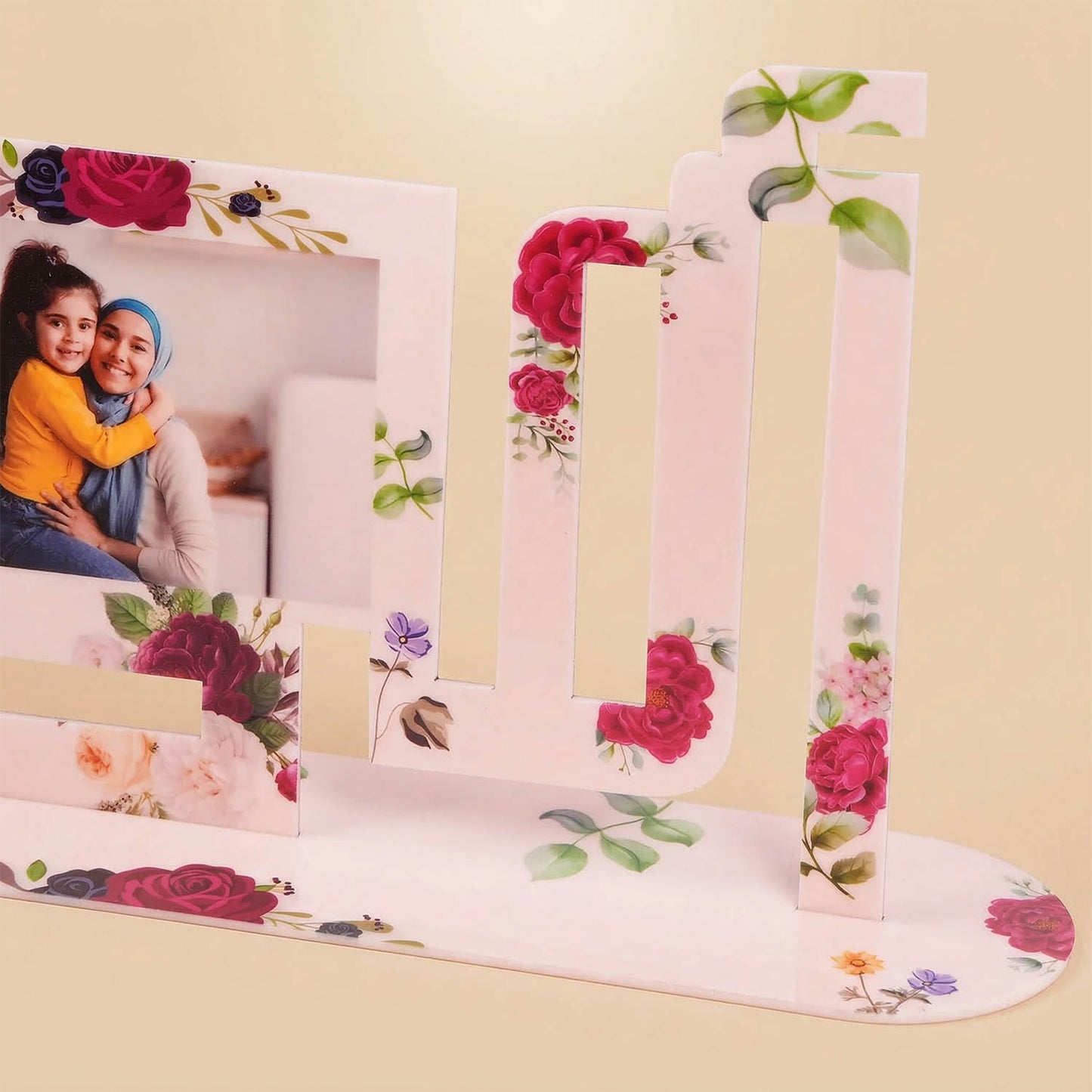 My Mom Floral Acrylic Photo Table Top