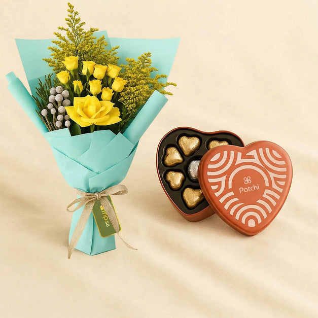 Yellow Elegance Flower Bouquet Set