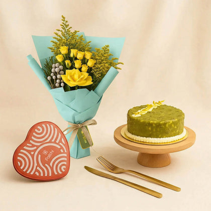 Yellow Elegance Flower Bouquet Set