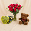 Rose Ensemble with Patchi Chocolate n Teddy Bear