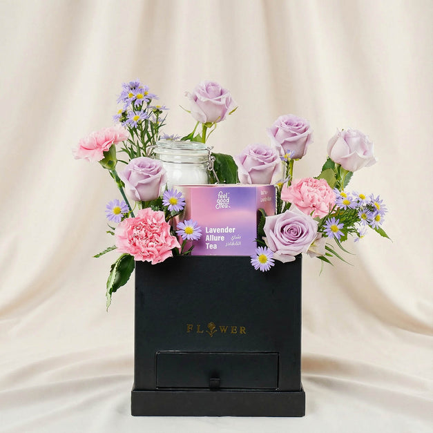 Lavender Allure Flower n Tea Combo