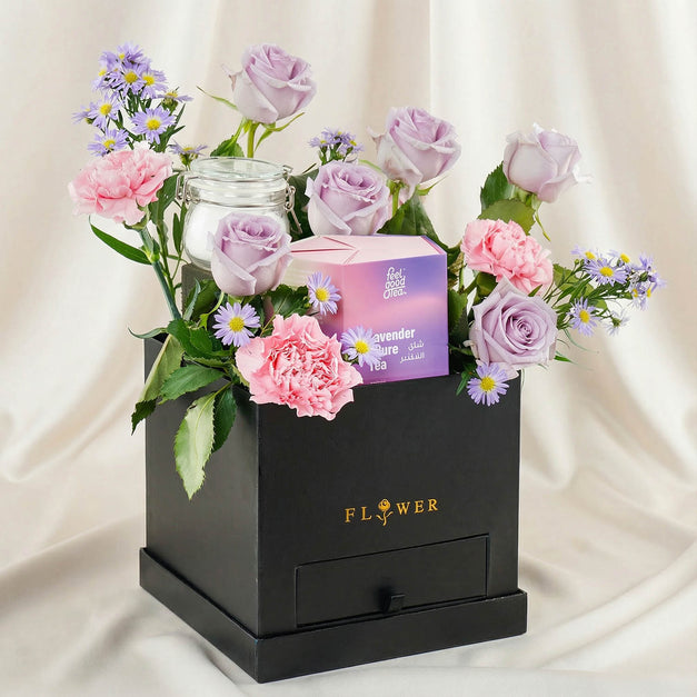 Lavender Allure Flower n Tea Combo