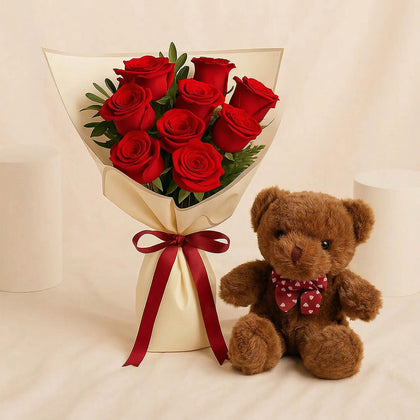 Malika | 9 Red Roses Flower Bouquet