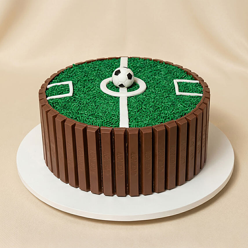Football Stadium Chocolate Cake with KitKat Fingers
