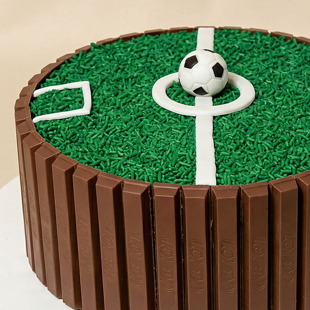Football Stadium Chocolate Cake with KitKat Fingers