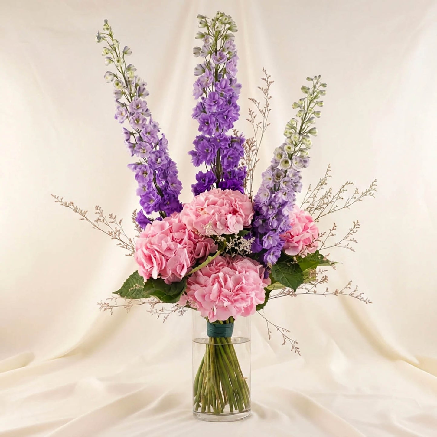 Graceful Delphinium n Hydrangea Vase