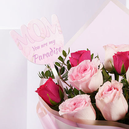 Love You Mom Red n Pink Rose Bouquet 