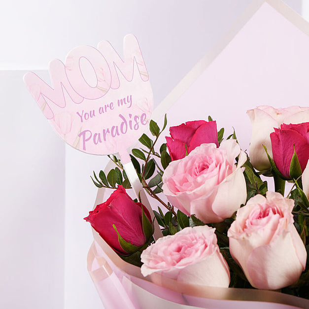 Love You Mom Red n Pink Rose Bouquet 