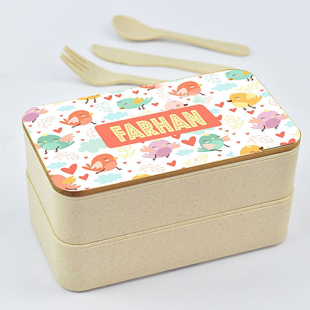Personalized Lunch Box with Bird Design