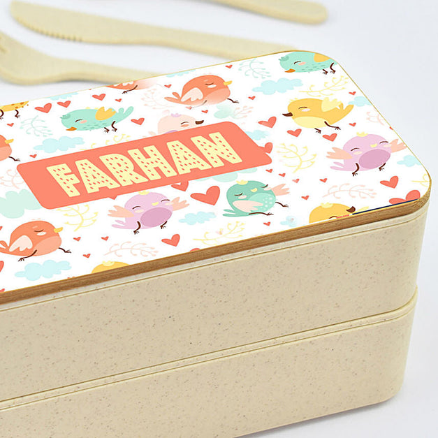 Personalized Lunch Box with Bird Design