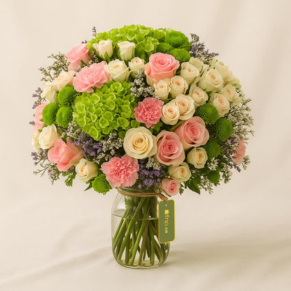 Mesmerising Mixed Flowers Glass Vase Arrangement
