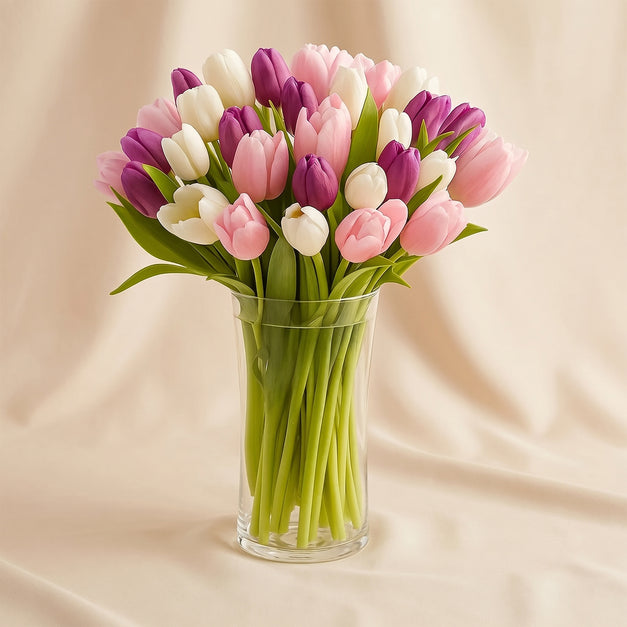 Dazzling Tulip Vase With Chocolate Cake